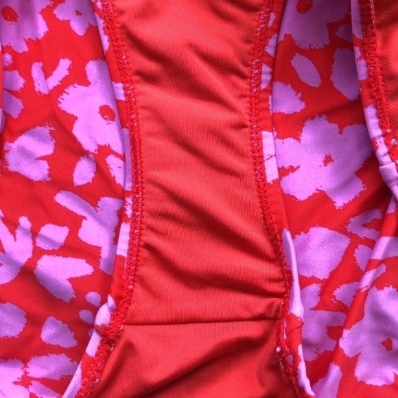 NEW - ISLANDER - Red & Lavender Floral High Rise Waist Bikini Bottom - Size XS - Picture 3 of 6